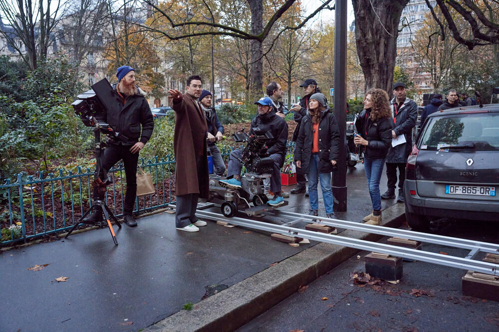 Daniel Levy on the set of the Netflix feature film Good Grief